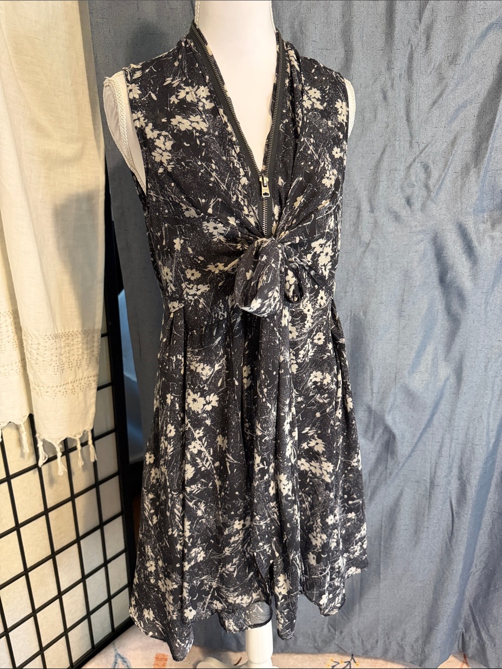 AllSaints Jayda Lisk Floral Tie-Front Mini Dress